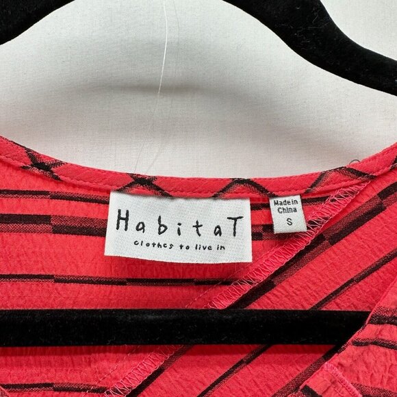 Habitat Top Womens Sz S Striped Patchwork Tunic 3/4 Sleeve Rayon Blend Red - Picture 10 of 11